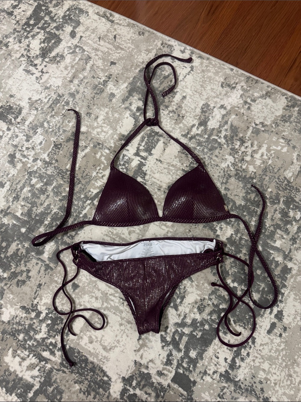PINK Victoria's Secret Shimmery Plum Triangle Bikini